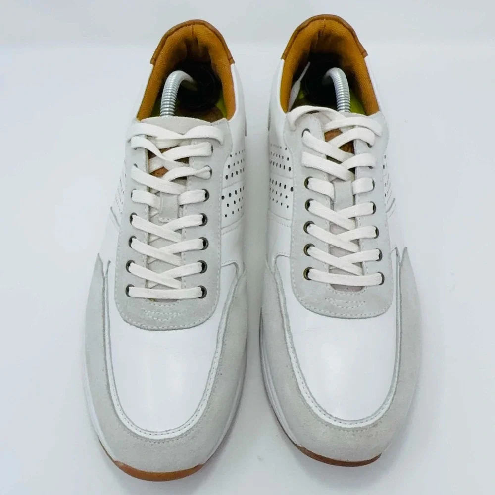 Florsheim Fusion Sport Lace Up Sneakers Men's SIze 10.5 W White Leather Preppy